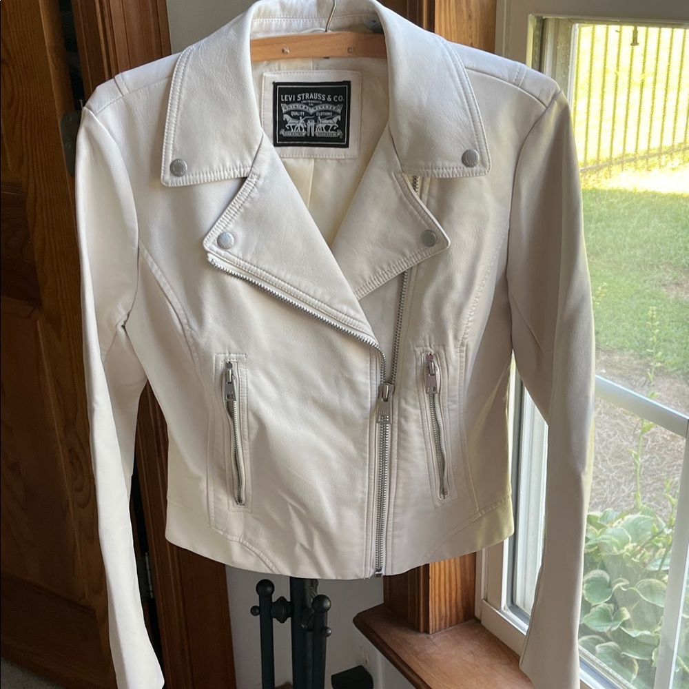 Levi's Women's Off-White Leather Biker Jacket